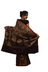 Coffee Brown Traditional Designer Wedding Hand Weaven Pure Benarasi Zari Work Saree Sari With Blouse BH13H