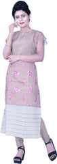 SMSAREE Grey Designer Casual Partywear Pure Cotton Thread & Gota Hand Embroidery Work Stylish Women Kurti Kurta With Free Matching Leggings D501