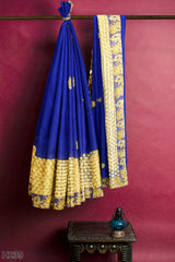 Blue Cream Designer Wedding Partywear Pure Georgette Stone Beads Cutdana Thread Hand Embroidery Work Bridal Saree Sari With Blouse Piece H239