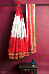 Red White Designer Wedding Partywear Silk Stone Zari Pearl Hand Embroidery Work Bridal Saree Sari With Blouse Piece H241