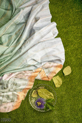Green Designer Wedding Partywear Georgette Stone Zari Sequence Hand Embroidery Work Bridal Saree Sari With Blouse Piece H248