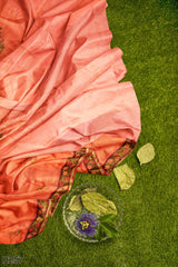 Peach Designer Wedding Partywear Satin Zari Sequence Stone Beads Hand Embroidery Work Bridal Saree Sari With Blouse Piece H257