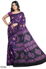 Multicolour Designer Wedding Partywear Pure Crepe Printed Hand Embroidery Work Bridal Saree Sari With Blouse Piece PC83