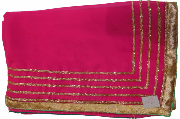 Pink Designer Georgette Sari Zari, Cutdana Thread Embroidery Work Saree