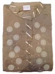 Grey Designer Cotton (Chanderi) Hand Embroidery Gota Pearl Work Kurti Kurta