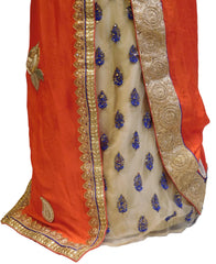 Orange & Cream With Lahenga Crepe Georgette Saree