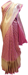 Pink Traditional Designer Bridal Hand Weaven Pure Benarasi Zari Work Saree Sari With Blouse