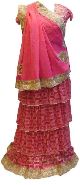Pink Designer Lahenga Style Saree