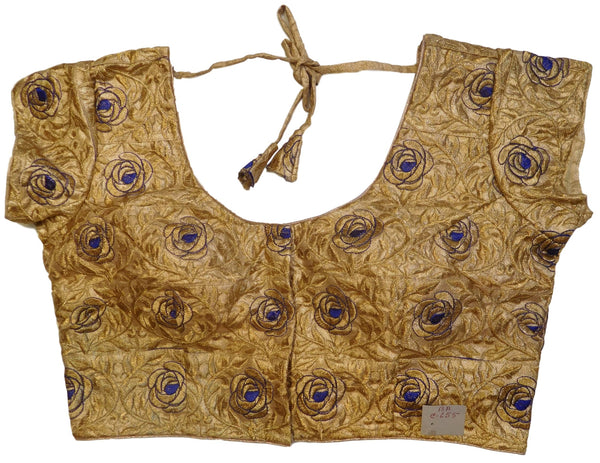 Golden Designer Brocade (Lama) Hand Embroidery Zari Thread Work Ready To Wear Blouse