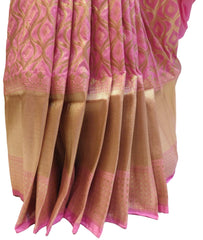 Pink Traditional Designer Bridal Hand Weaven Pure Benarasi Zari Work Saree Sari With Blouse