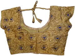 Golden Designer Brocade (Lama) Hand Embroidery Zari Thread Work Ready To Wear Blouse