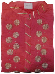 Pink Designer Cotton (Chanderi) Hand Embroidery Gota Pearl Work Kurti Kurta