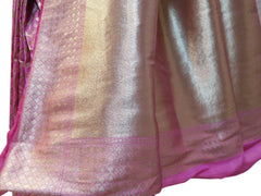 Pink Traditional Designer Bridal Hand Weaven Pure Benarasi Zari Work Saree Sari With Blouse