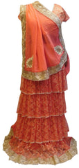 Peach Designer Lahenga Style Saree