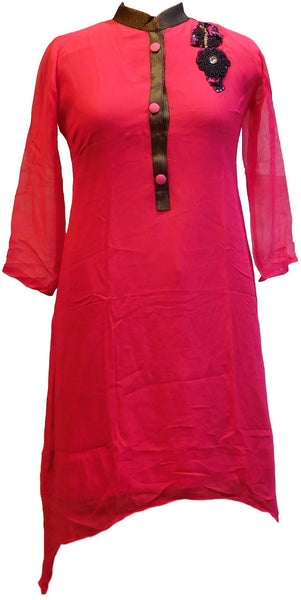 Pink Designer Georgette Kurti