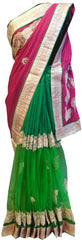 Pink Green Designer Saree