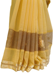 Yellow Designer Chiffon Hand Embroidery Work Saree Sari