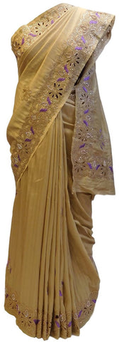 Beige Designer Khincha Silk Sari Saree