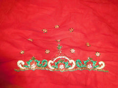 Red Bridal Designer Hand Embroidery Net Sari With Cutwork Border Saree