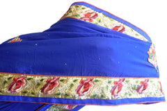 Blue Designer Georgette (Viscos) Hand Embroidery Thread Zari Stone Work Saree Sari