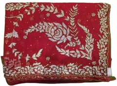 Red Bridal Designer Hand Embroidery Net Sari With Cutwork Border Saree