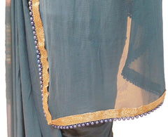 Grey Designer Chiffon Saree With Stylish Blouse