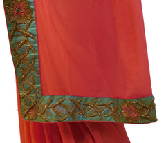 Gajari Designer Georgette (Viscos) Hand Embroidery Border Sari Saree