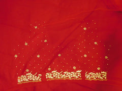 Red Bridal Designer Hand Embroidery Net Sari With Cutwork Border Saree