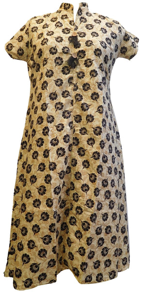 Cream Designer Pure Cotton Printed Kurti Kurta