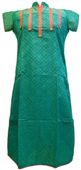 Turquoise Designer Cotton (Chanderi) Kurti