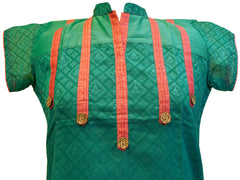 Turquoise Designer Cotton (Chanderi) Kurti