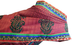 Wine Designer Georgette Hand Embroidery Work Saree Sari
