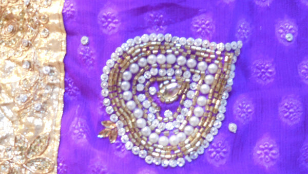 Lavender Designer Crepe (Chinon) Saree