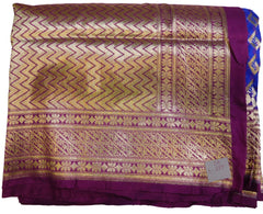 Wine & Blue Designer Bridal Hand Weaven Pure Benarasi Zari Work Saree Sari With Blouse