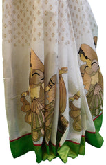 White Designer Pure Cotton Thread Embroidery Printed Sari Saree