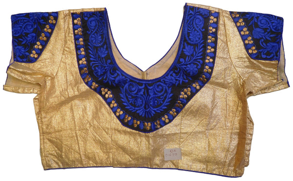 Golden Black Blue Designer Brocade (Lama) Embroidery Zari Thread Work Ready To Wear Stitched Blouse