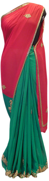 Red & Green Designer Saree