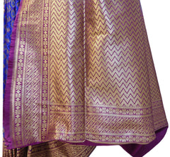 Wine & Blue Designer Bridal Hand Weaven Pure Benarasi Zari Work Saree Sari With Blouse