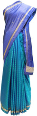 Blue & Turquoise Designer Silk Stone, Hand Embroidery Work Saree
