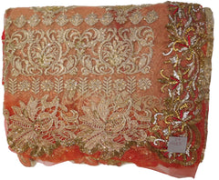 Red Designer Net Sari Zari, Stone Cutdana Thread Embroidery Work Saree
