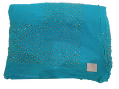 Blue Designer Georgette (Viscos) Hand Embroidery Stone Work Saree Sari