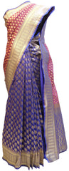 Red & Blue Designer Bridal Hand Weaven Pure Benarasi Zari Work Saree Sari With Blouse