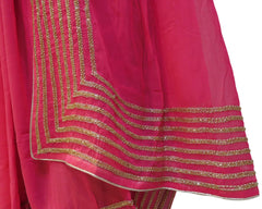 Pink Designer Georgette (Viscos) Hand Embroidery Zari Cutdana Work Saree Sari