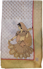 White Designer Pure Cotton Thread Embroidery Printed Sari Saree