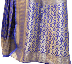 Red & Blue Designer Bridal Hand Weaven Pure Benarasi Zari Work Saree Sari With Blouse