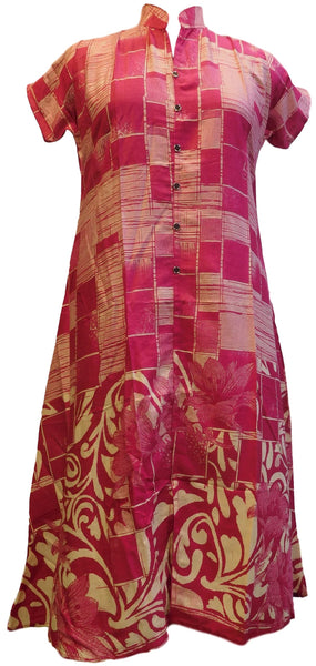Pink Designer Cotton (Rayon) Printed Kurti Kurta