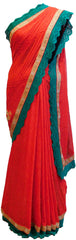 Red Designer Chiffon Printed Saree