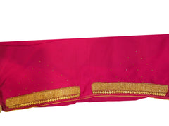Pink Designer Gerogette (Synthetic) Hand Embroidery Stone Border Sari Saree