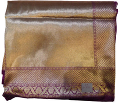 Wine Designer Bridal Hand Weaven Pure Benarasi Laheria Zari Work Saree Sari With Blouse