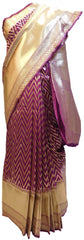 Wine Designer Bridal Hand Weaven Pure Benarasi Laheria Zari Work Saree Sari With Blouse